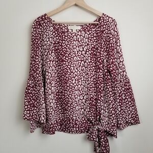Michael Kors Top 3/4 Sleeve Tie Hem Large